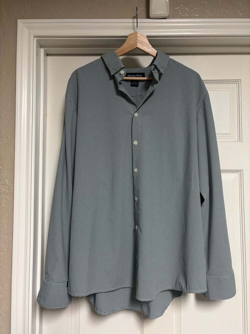 Mizzen+Main Leeward Classic No Tuck Shirt Size XL Green Gingham